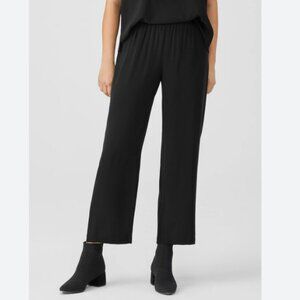 Eileen Fisher Silk Pants – Black Side Zip Trousers